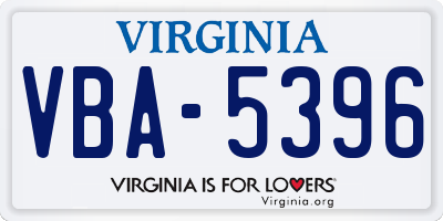 VA license plate VBA5396