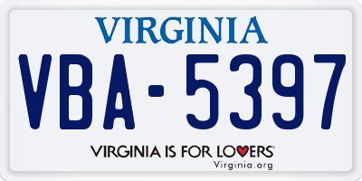 VA license plate VBA5397
