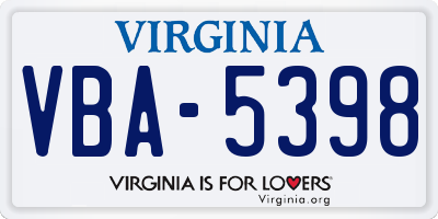 VA license plate VBA5398