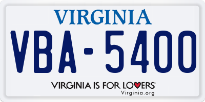 VA license plate VBA5400