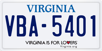 VA license plate VBA5401
