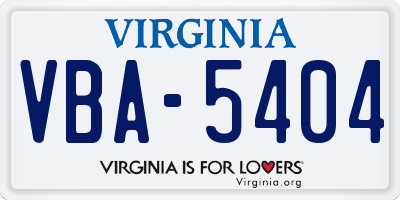 VA license plate VBA5404