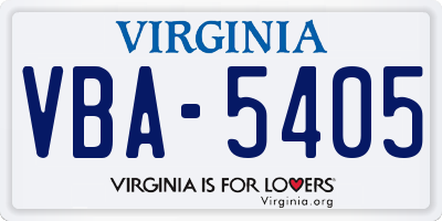 VA license plate VBA5405
