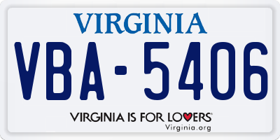 VA license plate VBA5406