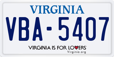VA license plate VBA5407
