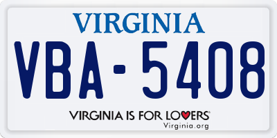 VA license plate VBA5408