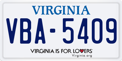 VA license plate VBA5409