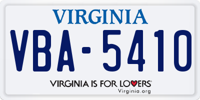 VA license plate VBA5410