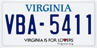 VA license plate VBA5411
