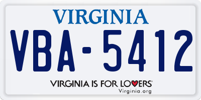 VA license plate VBA5412