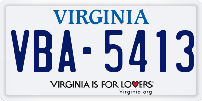 VA license plate VBA5413