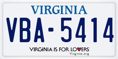 VA license plate VBA5414