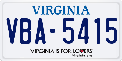 VA license plate VBA5415