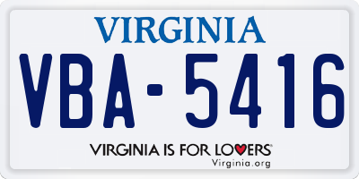 VA license plate VBA5416