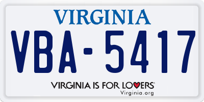 VA license plate VBA5417