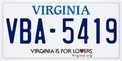 VA license plate VBA5419