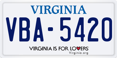 VA license plate VBA5420