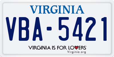 VA license plate VBA5421