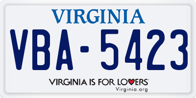 VA license plate VBA5423
