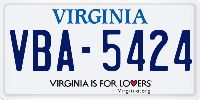 VA license plate VBA5424