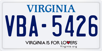 VA license plate VBA5426
