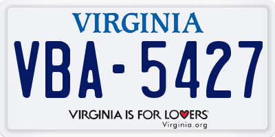 VA license plate VBA5427