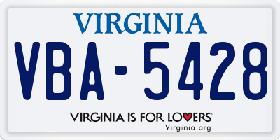 VA license plate VBA5428