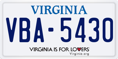 VA license plate VBA5430