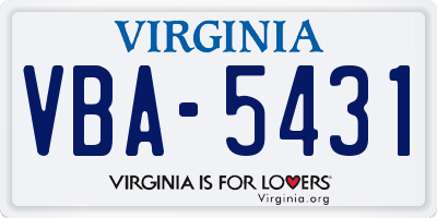 VA license plate VBA5431