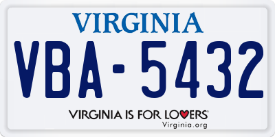 VA license plate VBA5432