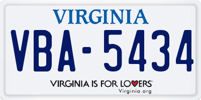 VA license plate VBA5434