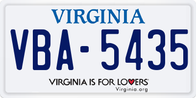 VA license plate VBA5435
