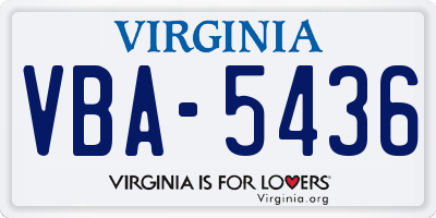 VA license plate VBA5436
