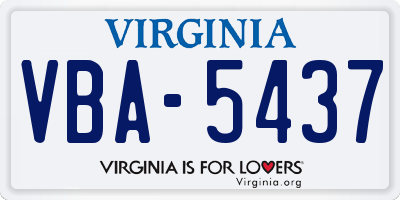 VA license plate VBA5437