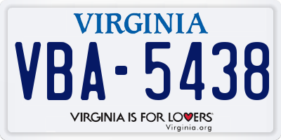 VA license plate VBA5438