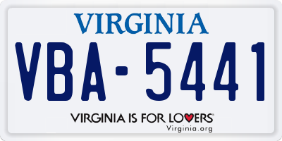 VA license plate VBA5441