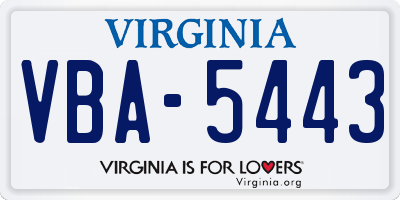 VA license plate VBA5443