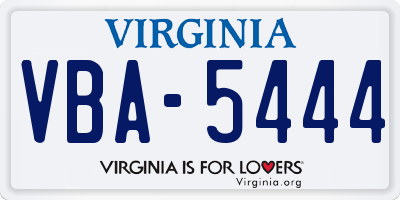 VA license plate VBA5444