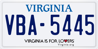 VA license plate VBA5445