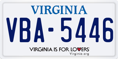 VA license plate VBA5446