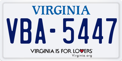 VA license plate VBA5447