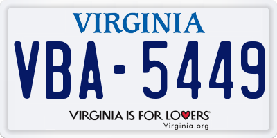VA license plate VBA5449