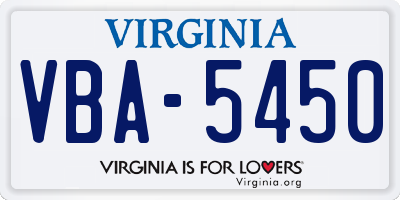 VA license plate VBA5450