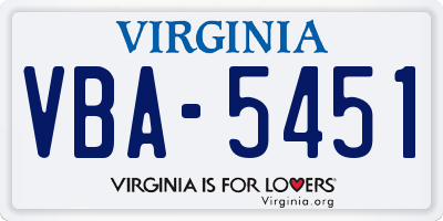 VA license plate VBA5451