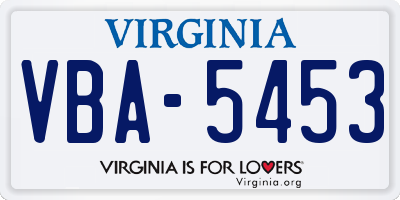 VA license plate VBA5453