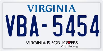 VA license plate VBA5454