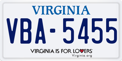 VA license plate VBA5455