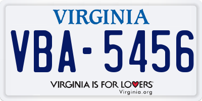 VA license plate VBA5456