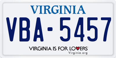 VA license plate VBA5457