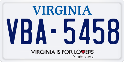 VA license plate VBA5458